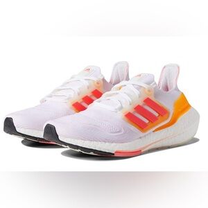 Adidas Women's Ultraboost 22 White and Flash Orange Shoes